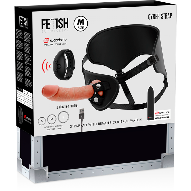 FETISH SUBMISSIVE CYBER STRAP - ARNES CON DILDO Y BALA CONTROL REMOTO TECNOLOGIA WATCHME M