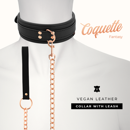 COQUETTE CHIC DESIRE - FANTASY COLLAR CUERO VEGANO CON CORREA Y FORRO DE NEOPRENO