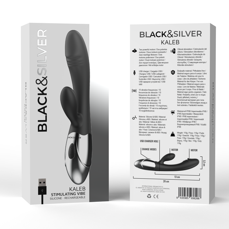 BLACK&SILVER - KALEB VIBRADOR RABBIT SILICON MILTI FUNCION