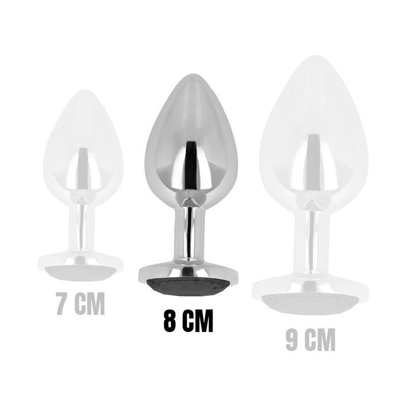 OHMAMA - PLUG ANAL CON CRISTAL NEGRO 8 CM