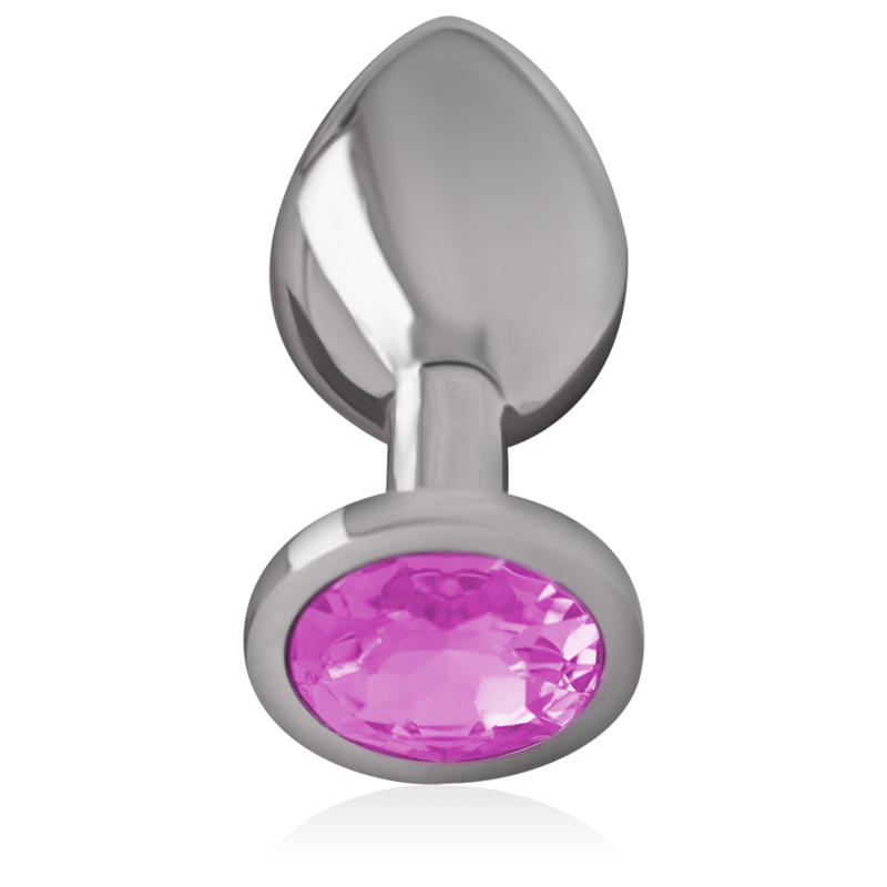 INTENSE - PLUG ANAL METAL ALUMINIO CON CRISTAL ROSA TALLA S