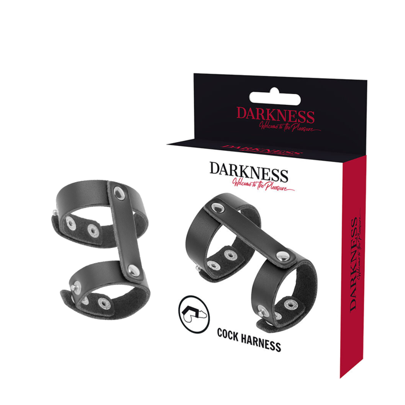 DARKNESS - ANILLO PENE Y TESTICULOS AJUSTABLE LEATHER