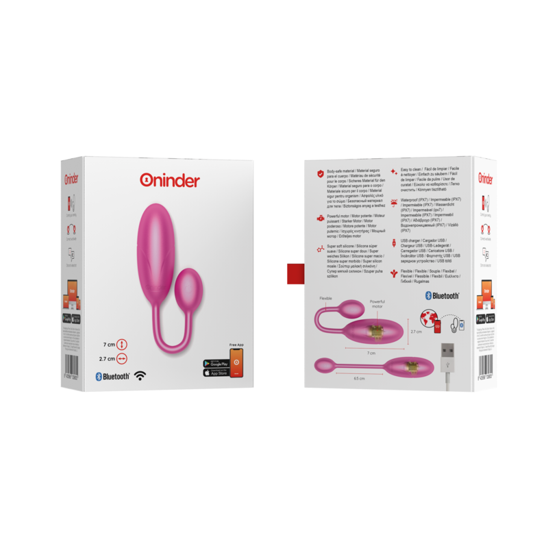 ONINDER - DENVER HUEVO VIBRADOR ROSA 7 X 2.7 CM - APP GRATUITA