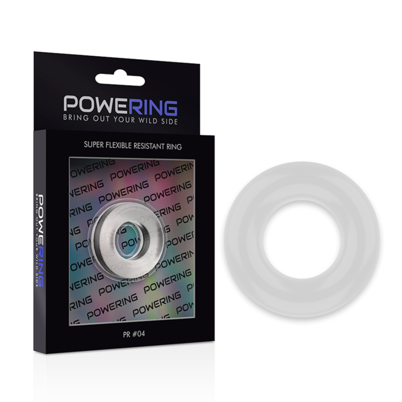 POWERING - SUPER FLEXIBLE Y RESISTENTE ANILLO PENE  3.8CM PR04 CLEAR