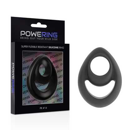 POWERING - SUPER FLEXIBLE Y RESISTENTE ANILLO PENE Y TESTICULOS  PR14  NEGRO