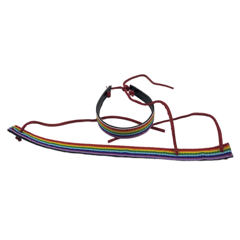 PRIDE - PULSERA DE CUERO NEGRO BANDERA LGBT