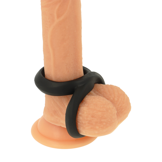 POWERING - SUPER FLEXIBLE Y RESISTENTE ANILLO PENE Y TESTICULOS  PR12  NEGRO