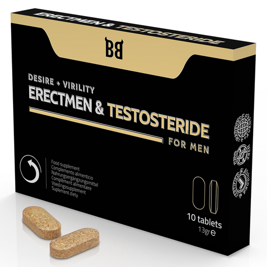 BLACK BULL - ERECTMEN & TESTOSTERIDE POTENCIA Y TESTOSTERONA PARA HOMBRE 10 CÁPSULAS