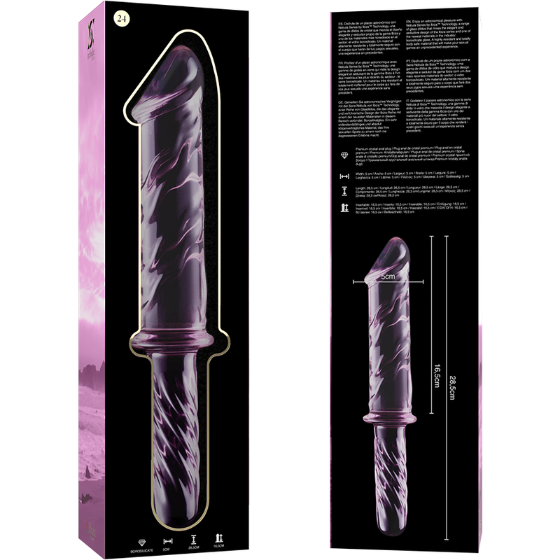 NEBULA SERIES BY IBIZA - MODELO 24 DILDO CRISTAL BOROSILICATO TRANSPARENTE 28.5 CM -O- 5 CM