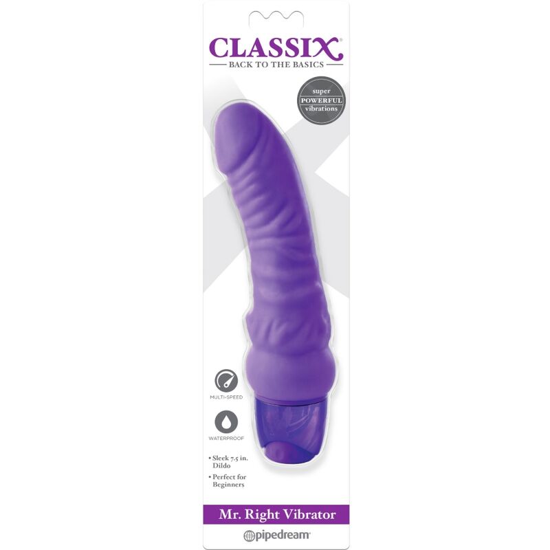 CLASSIX - DILDO VIBRADOR MR. RIGHT MULTIVELOCIDAD 15.5 CM MORADO