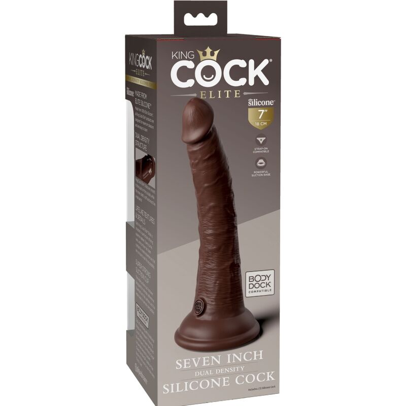 KING COCK - ELITE DILDO REALISTICO SILICONA 17.8 CM MARRON