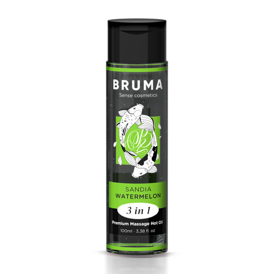 BRUMA - ACEITE DE MASAJE PREMIUM EFECTO CALOR SABOR SANDÍA 3 EN 1 - 100 ML