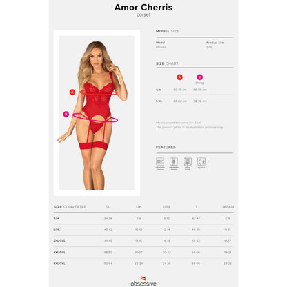 OBSESSIVE - AMOR CHERRIS CORSET & TANGA L/XL