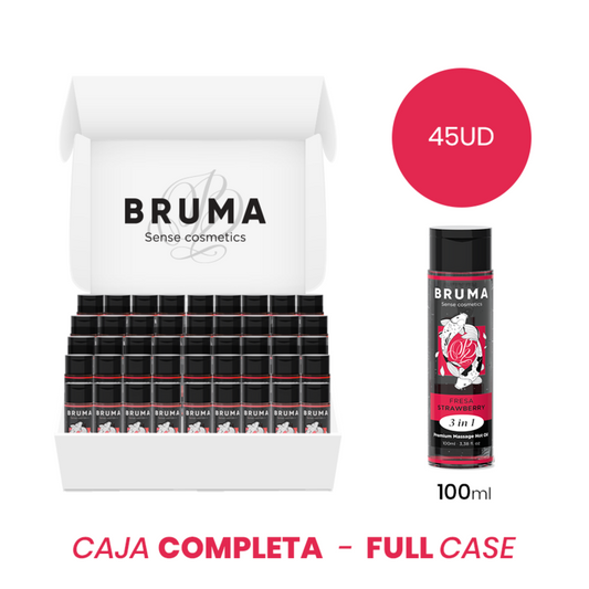 MOQ 45 - BRUMA ACEITE DE MASAJE PREMIUM EFECTO CALOR SABOR FRESA 3 EN 1 - 100 ML