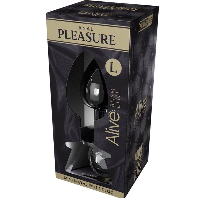 ALIVE - ANAL PLEASURE MINI PLUG METAL NEGRO TALLA L