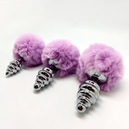 ALIVE - ANAL PLEASURE PLUG ESPIRAL METAL POMPON VIOLETA TALLA L