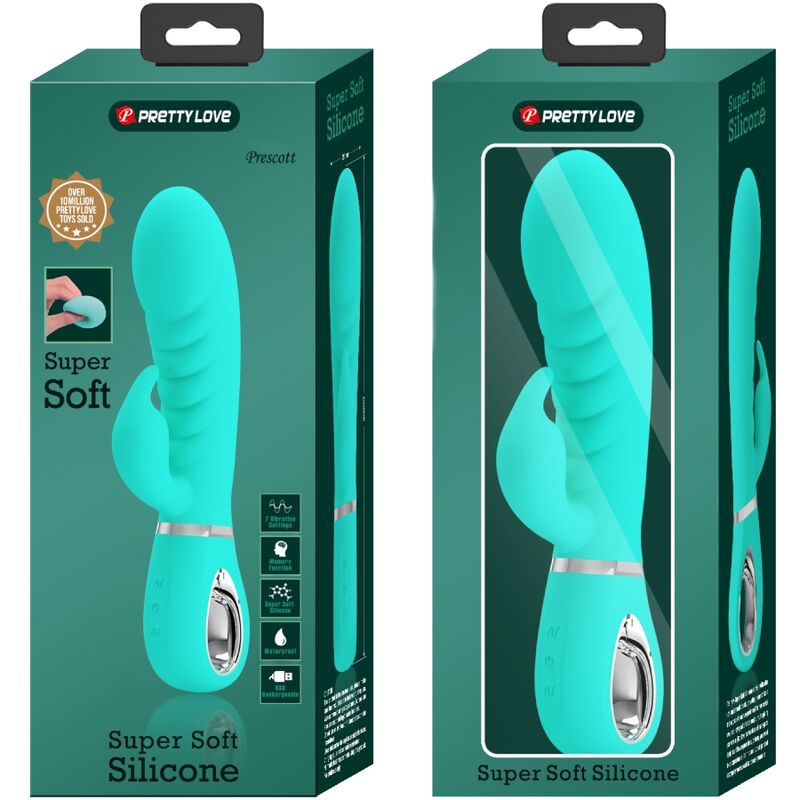 PRETTY LOVE - PRESCOTT VIBRADOR PUNTO G MULTIFUNCIÓN VERDE AGUA