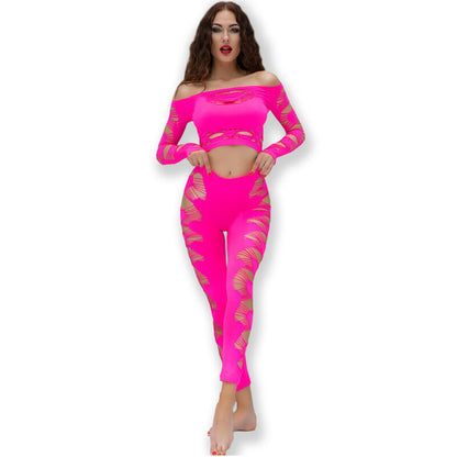 CHILIROSE - CR 4632 TOP & PANTALON FUCSIA S/L