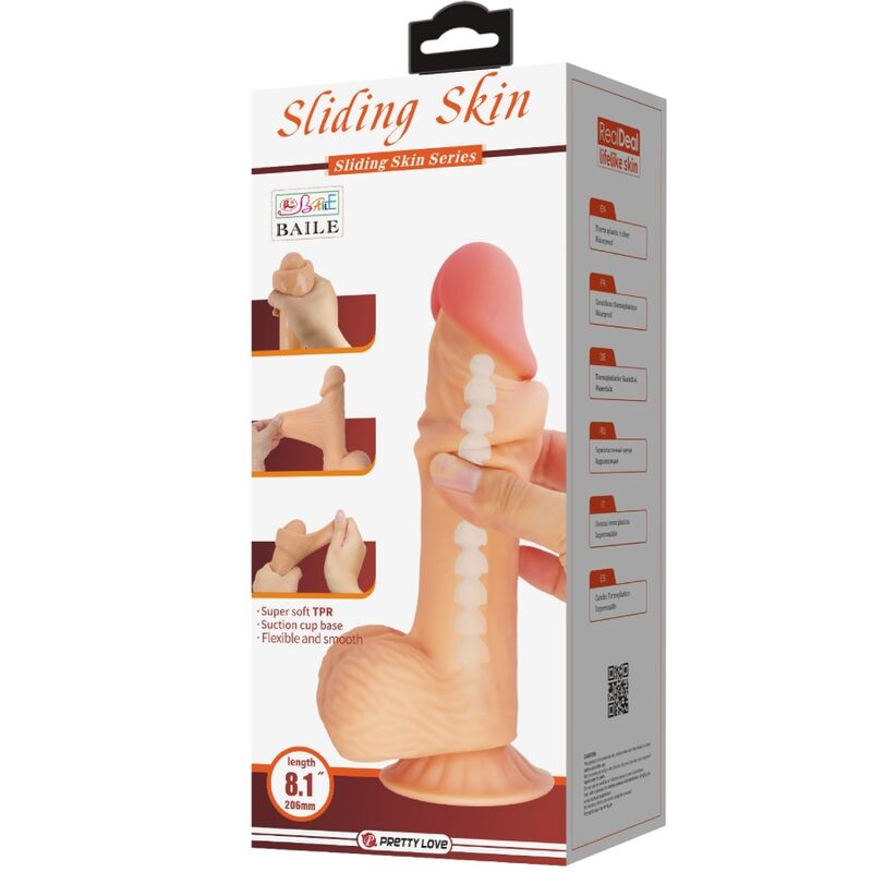 PRETTY LOVE - SLIDING SKIN SERIES DILDO REALÍSTICO CON VENTOSA PIEL DESLIZANTE 20.6 CM