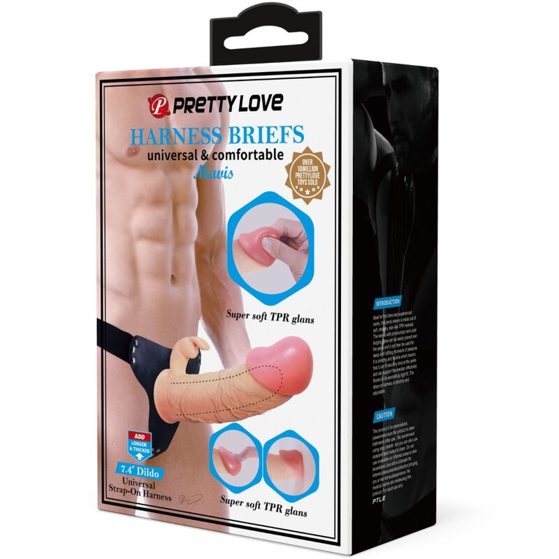 PRETTY LOVE - MAVIS HARNESS BRIEFS UNIVERSAL CON DILDO 19 CM NATURAL