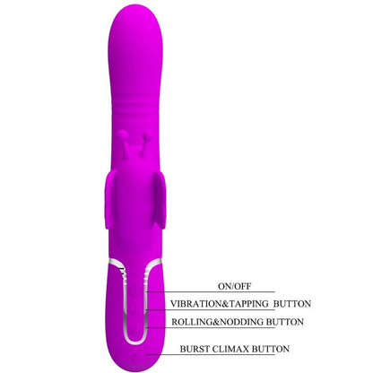 PRETTY LOVE - VIBRADOR RABBIT MULTIFUNCIÓN 4 EN 1 MARIPOSA FUCSIA