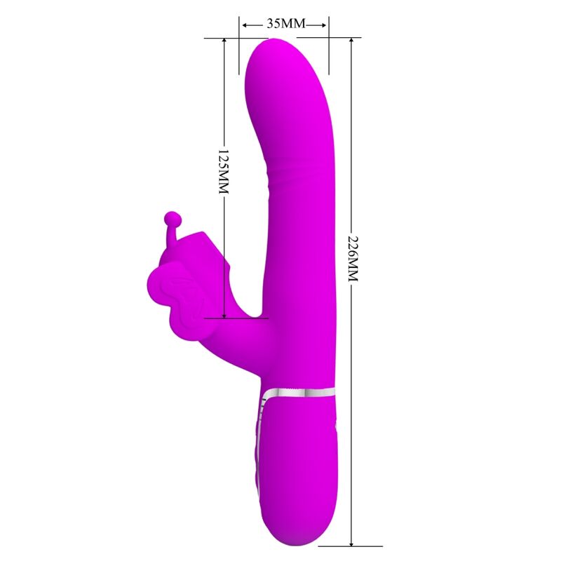 PRETTY LOVE - VIBRADOR RABBIT MULTIFUNCIÓN 4 EN 1 MARIPOSA FUCSIA