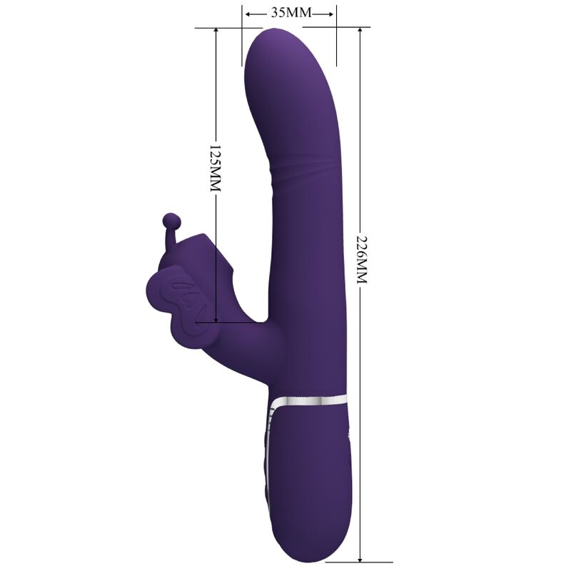 PRETTY LOVE - VIBRADOR RABBIT MULTIFUNCIÓN 4 EN 1 MARIPOSA MORADO