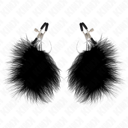 KINK - PINZAS PARA PEZONES CON PLUMA NEGRO 7 CM