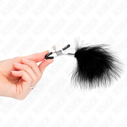 KINK - PINZAS PARA PEZONES CON PLUMA NEGRO 7 CM