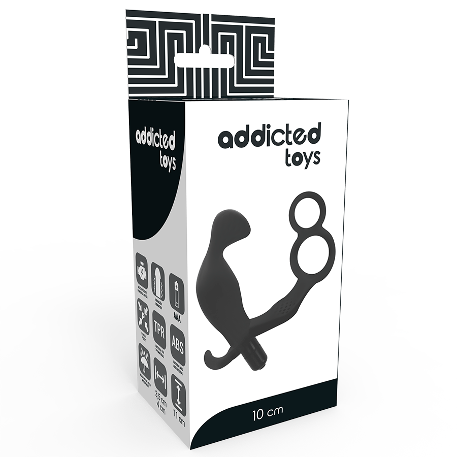 ADDICTED TOYS - PLUG ANAL CON ANILLA DOBLE PENE Y TESTICULOS NEGRO