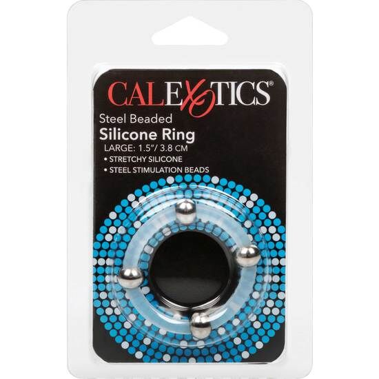 CALEXOTICS - ANILLO DE SILICONA CON CUENTAS DE ACERO TALLA L