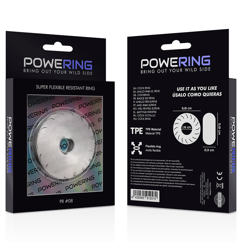 POWERING - SUPER FLEXIBLE Y RESISTENTE ANILLO PENE  5CM PR08 CLEAR